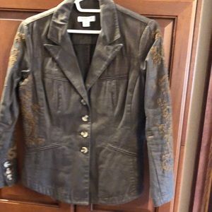 Coldwater Creek Brown Embellished Riding Jacket